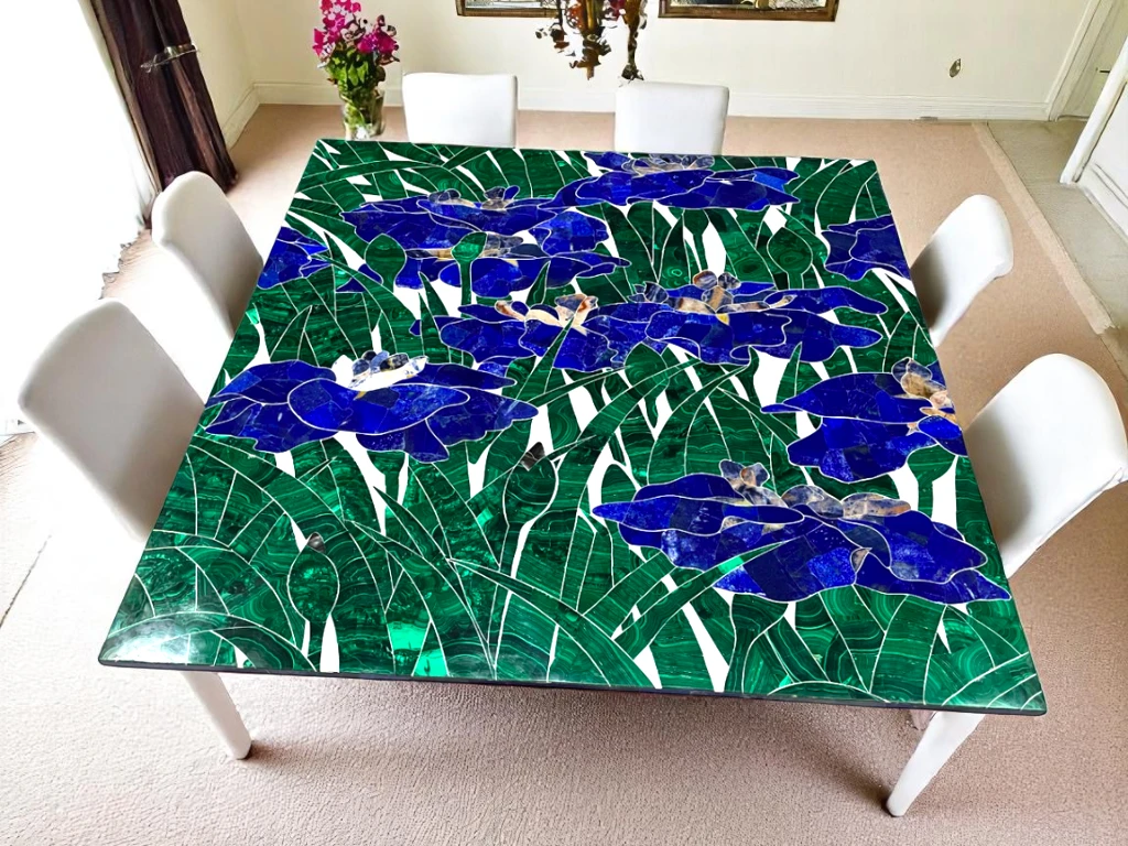 Pietradura Rectangular Dining Table with Adorable Marble Finish
